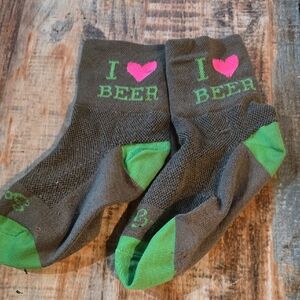 Fun Beer Lover Socks - Green and Pink